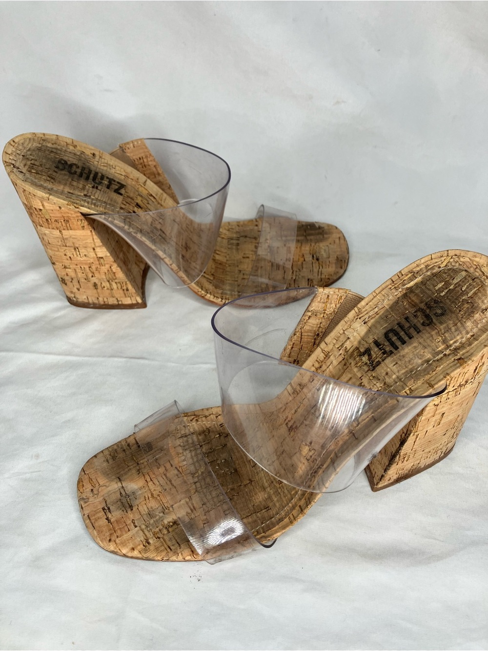 Schutz Victorie clear block heel sandal 8B